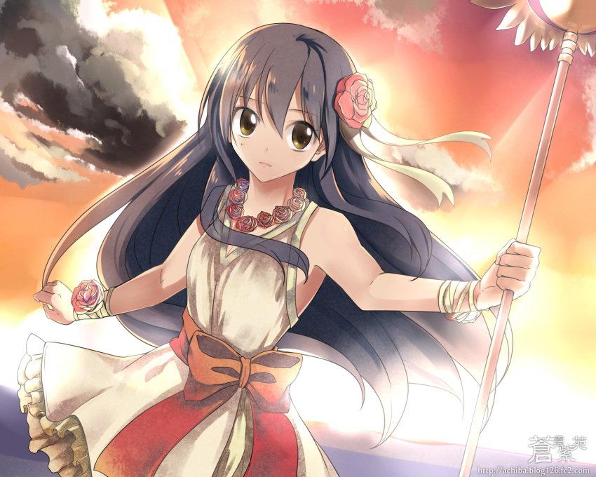 1girl, achiba, blue_hair, breasts, brown_eyes, cleavage, dress, fairy_tail