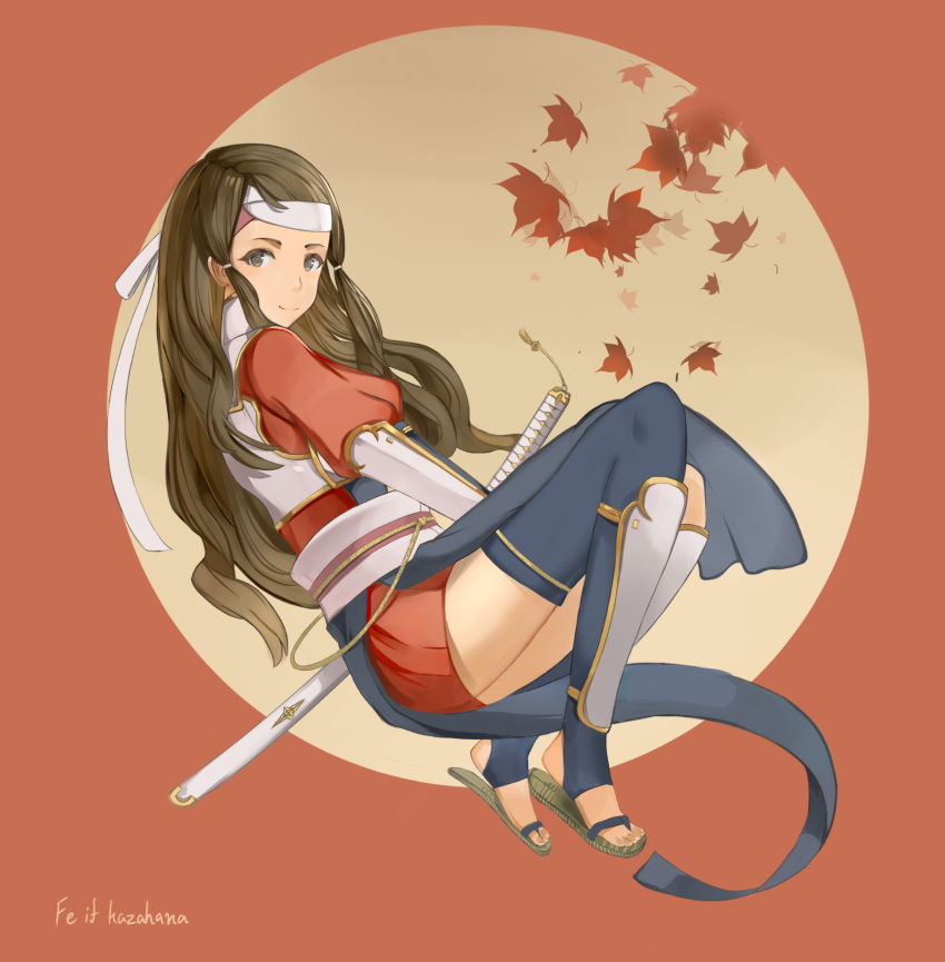 1girl, akuria, brown_background, brown_eyes, brown_hair, character_name, copyright_name, fire_emblem