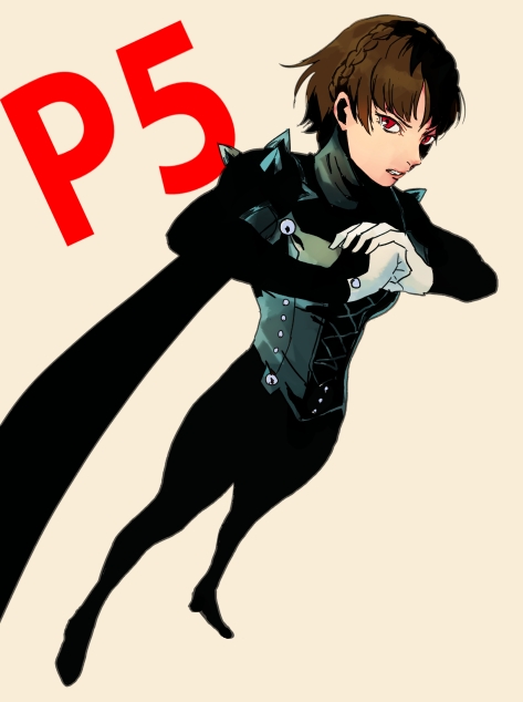 1girl, brown_hair, kuretatu, niishima_makoto, persona, persona_5, red_eyes