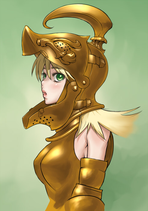 armpits, blonde_hair, breasts, green_eyes, helmet, hoshii_miki, idolmaster, lips