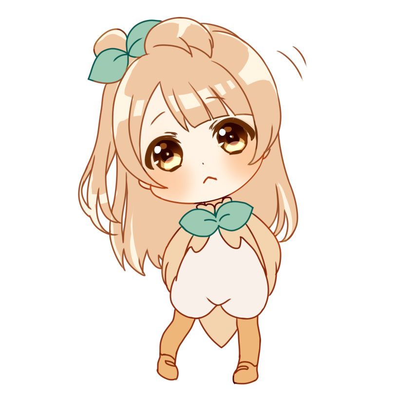 1girl, :<, animal_costume, asymmetrical_hair, bangs, blunt_bangs, blush, bow