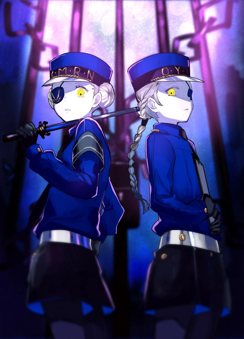 bunko_(fumimatsu), caroline_(persona_5), highres, justine, persona, persona_5, siblings, sisters