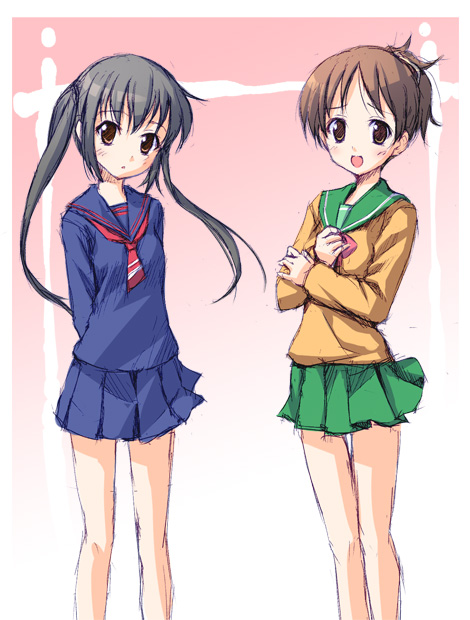 hirasawa_ui, k-on!, multiple_girls, nakano_azusa, school_uniform, serafuku, takoyaki_(artist), takoyaki_(roast)