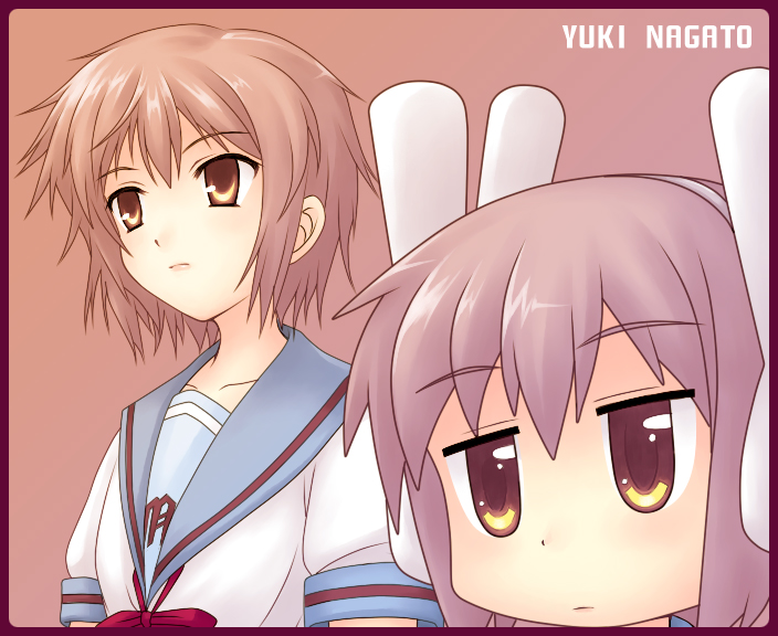 headphones, nagato_yuki, rabbit_headphones, satoshi_(artist), school_uniform, short_hair, suzumiya_haruhi-chan_no_yuuutsu, suzumiya_haruhi_no_yuuutsu