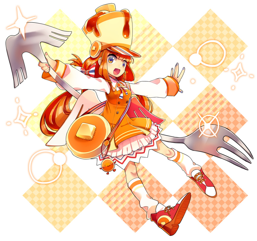 1girl, :3, :d, argyle, argyle_background, asymmetrical_wings, bag, blue_nails