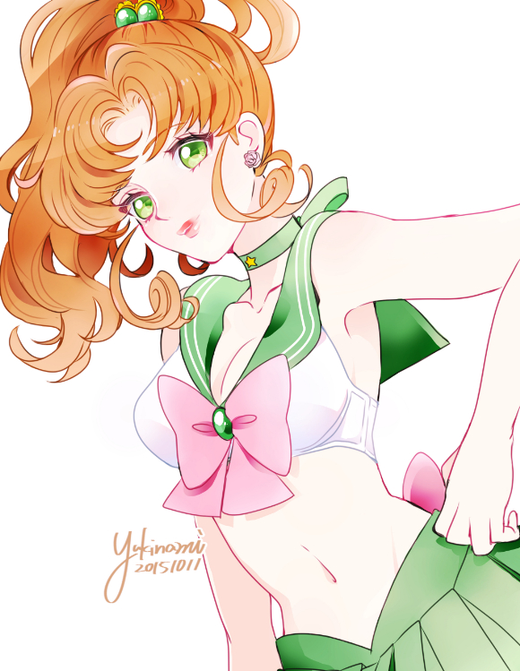 1girl, artist_name, bishoujo_senshi_sailor_moon, breasts, brown_hair, choker, cleavage, collarbone