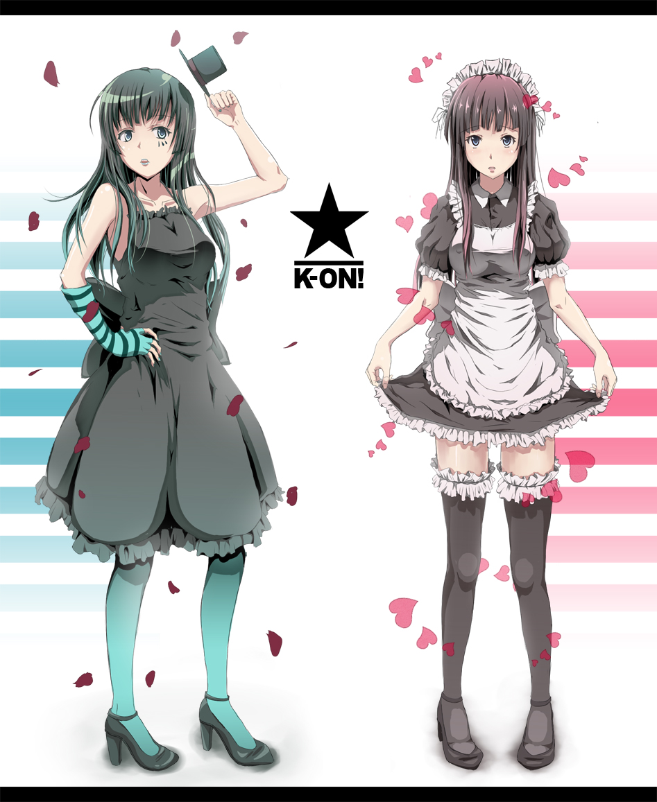 akiyama_mio, alternate_costume, black_eyes, black_hair, blue_eyes, blue_legwear, don't_say_"lazy", don't_say_lazy