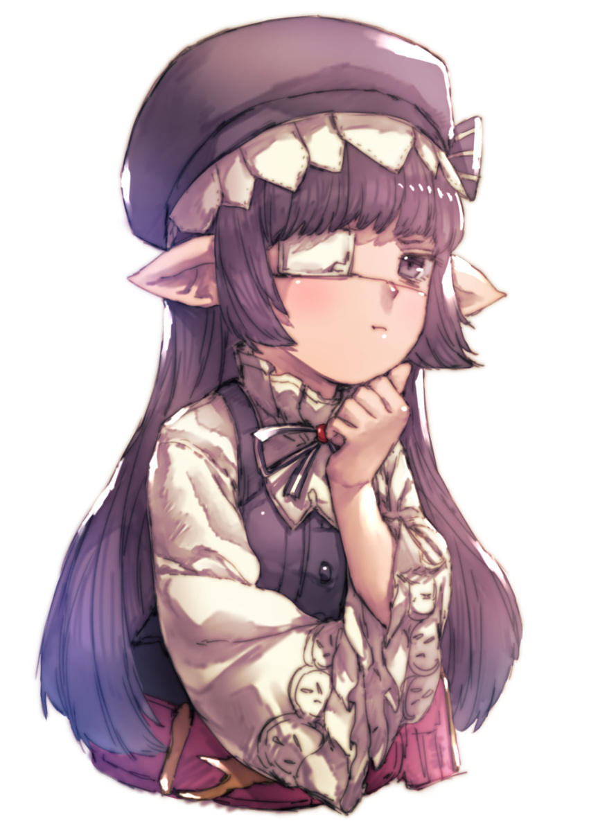 1girl, bangs, blunt_bangs, blush, brooch, closed_mouth, eyepatch, granblue_fantasy