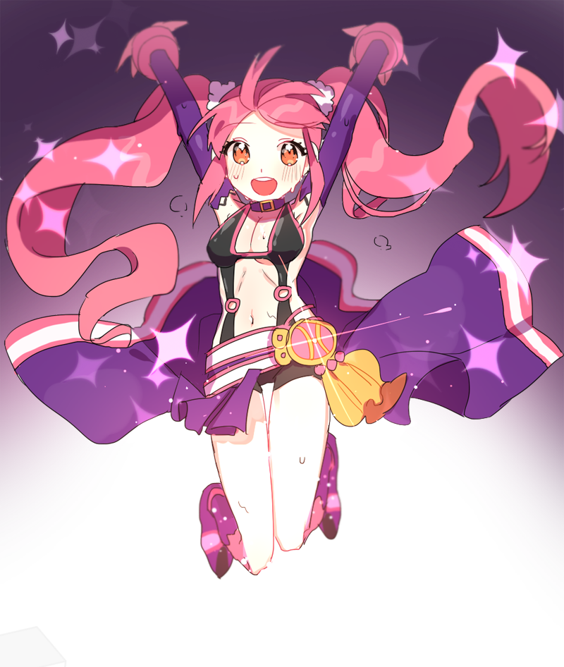 1girl, ahoge, amy_(grand_chase), armpits, breasts, choker, detached_sleeves, grand_chase