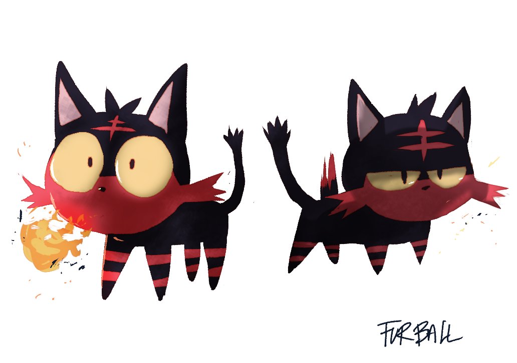 fire, leai_leao_burgess_jr, litten_(pokemon), no_humans, pokemon, pokemon_(creature), pokemon_(game), pokemon_sm