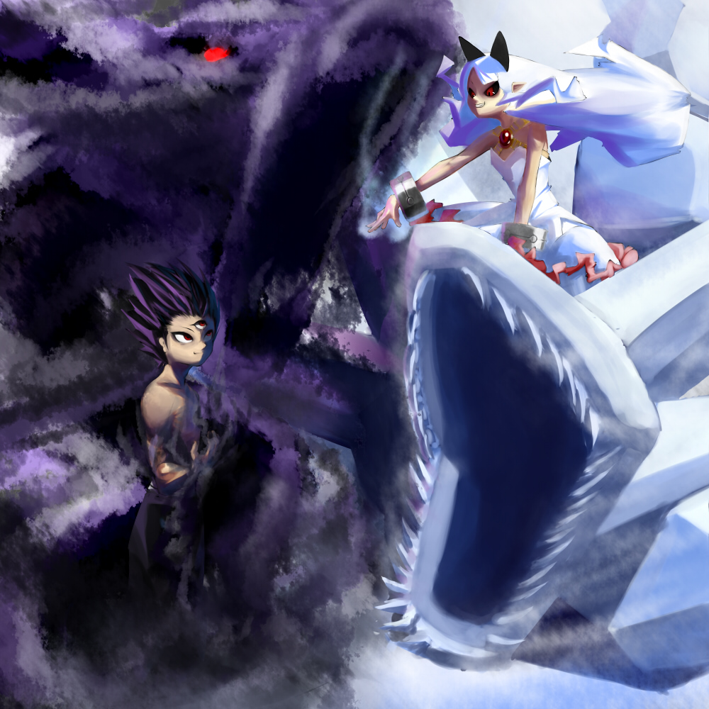 crossover, dragon, gumi_(ajika), hiei, nippon_ichi_software, overlord, phantom_kingdom, pram, red_eyes, third_eye, yu_yu_hakusho, yuu_yuu_hakusho