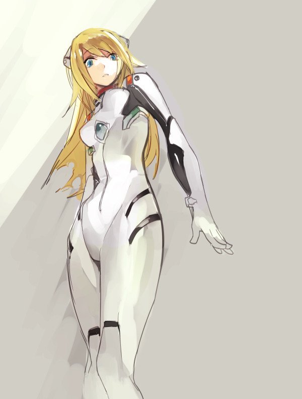 1girl, ayanami_rei, ayanami_rei_(cosplay), blazblue, blonde_hair, blue_eyes, bodysuit, hyakuhachi_(over3)