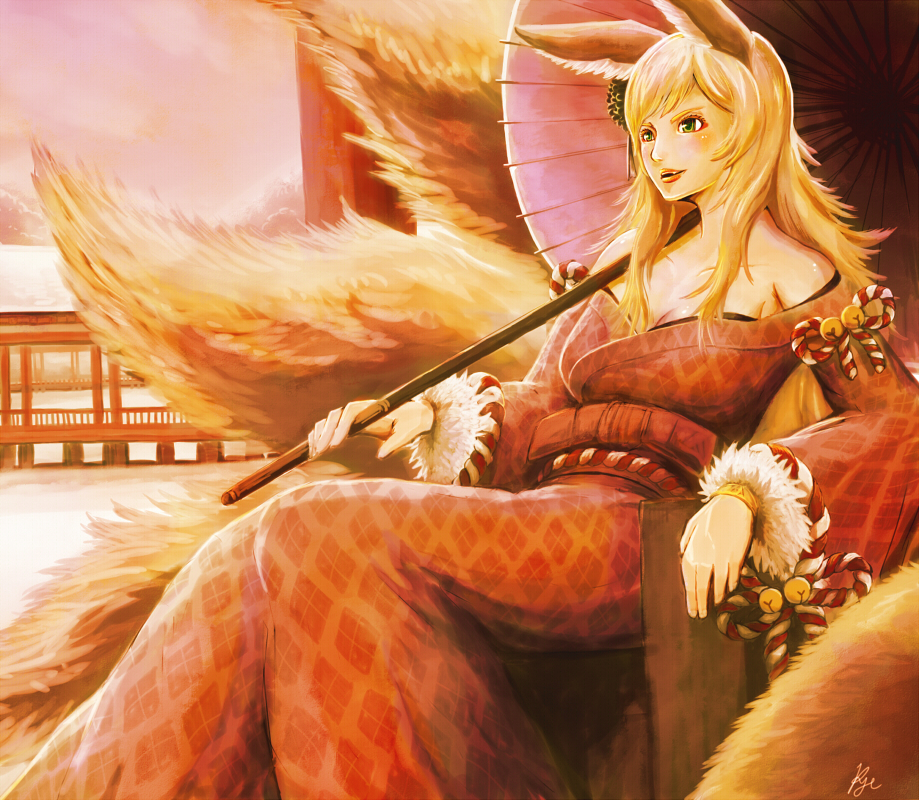 1girl, animal_ears, architecture, artist_name, bangs, bell, blonde_hair, blush
