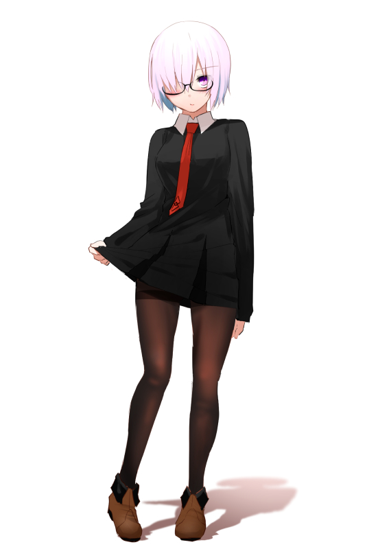 1girl, benbe, black_legwear, dress, fate/grand_order, fate_(series), full_body, glasses