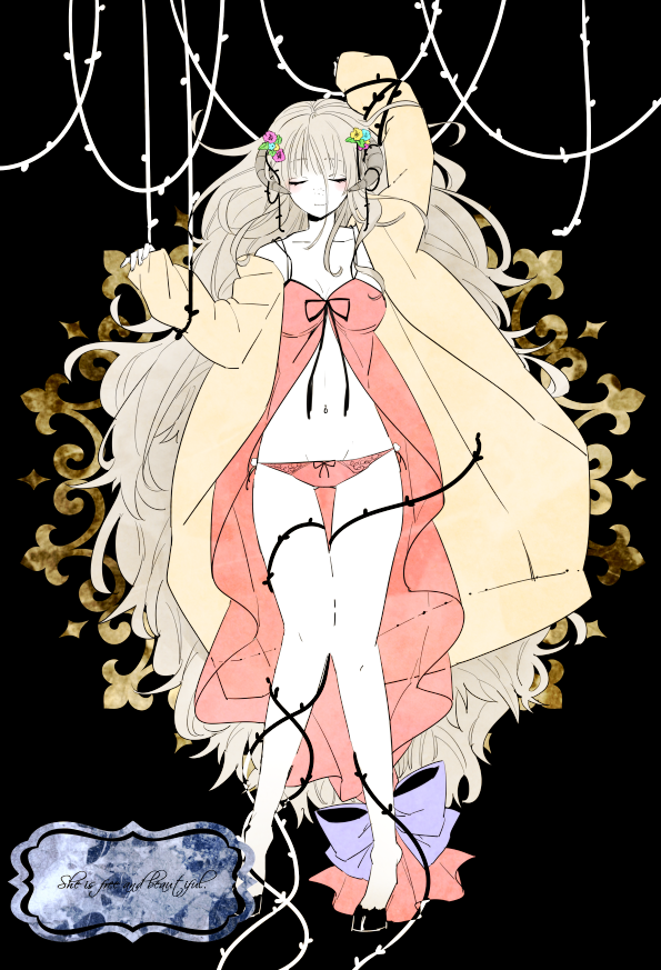 1girl, arms_up, babydoll, bare_legs, bare_shoulders, black_background, black_ribbon, black_shoes