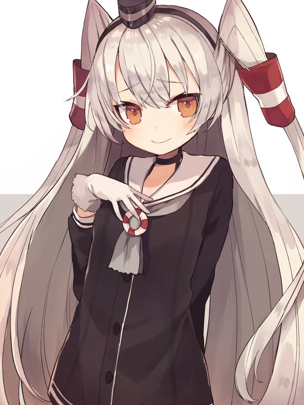1girl, amatsukaze_(kantai_collection), arm_behind_back, blush, brown_eyes, closed_mouth, dress, gloves
