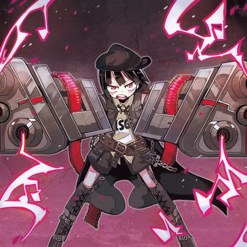 >:o, 1girl, :o, ammunition, belt, black_hair, boots, chain