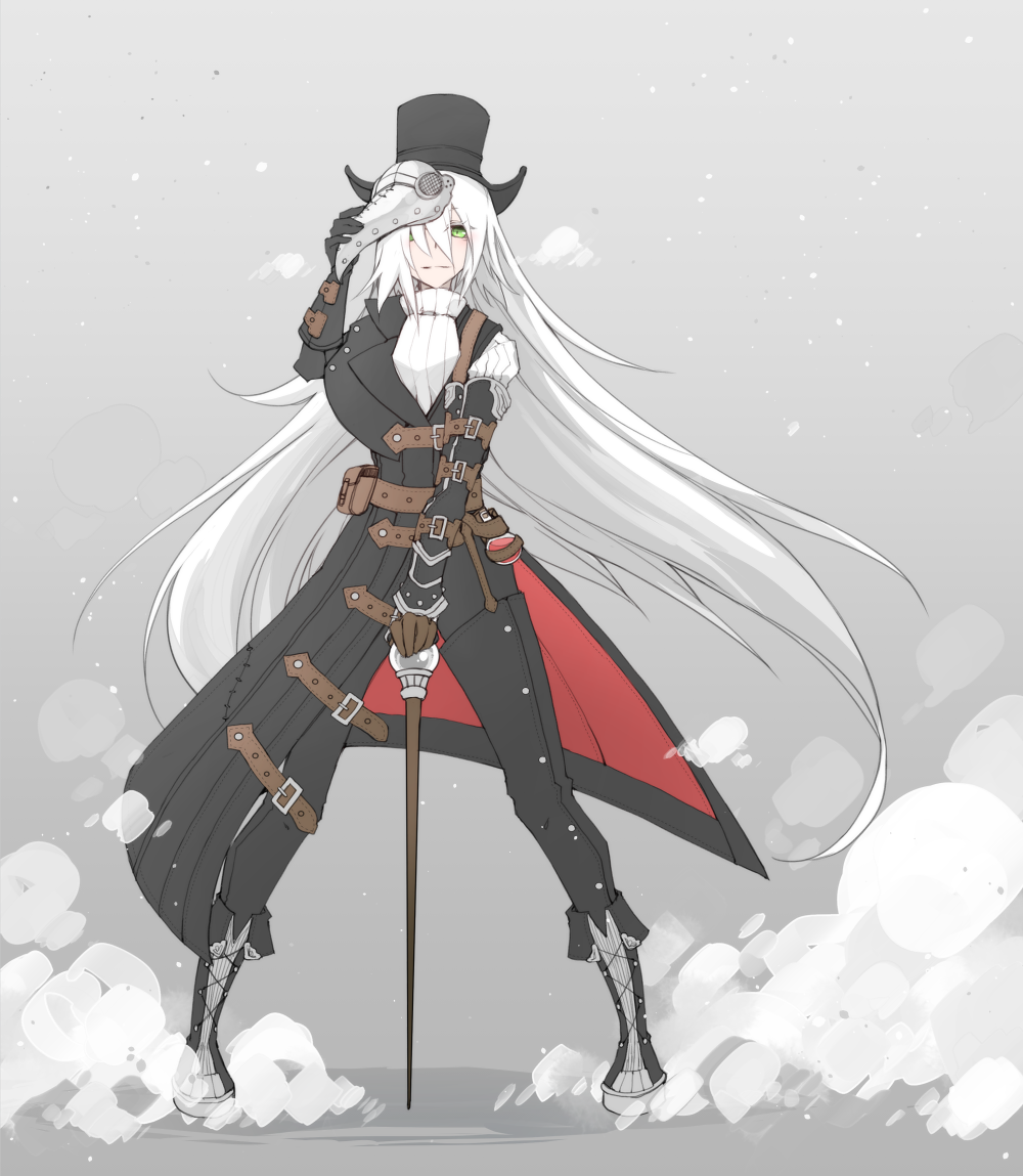 belt, black_boots, black_pants, boots, coat, elixir, gauntlets, green_eyes