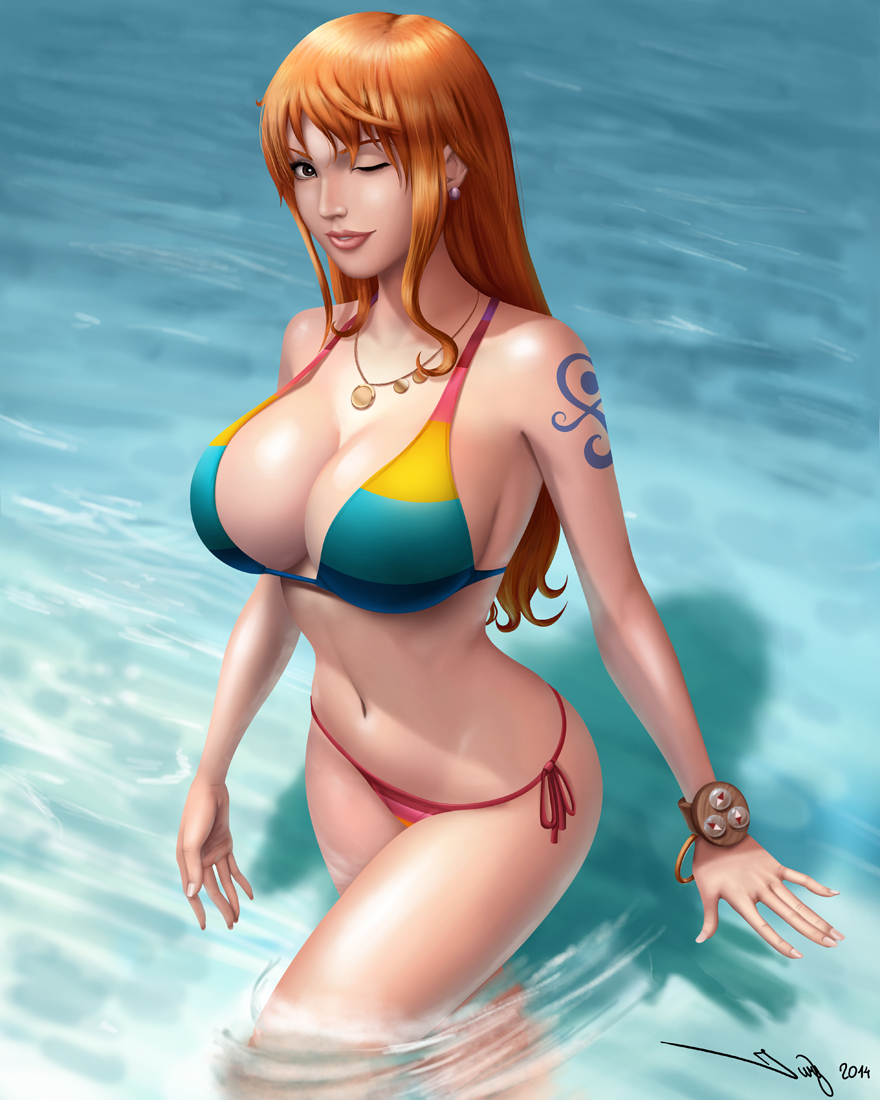 1girl, bangle, bikini, bracelet, breasts, iury_padilha, jewelry, large_breasts