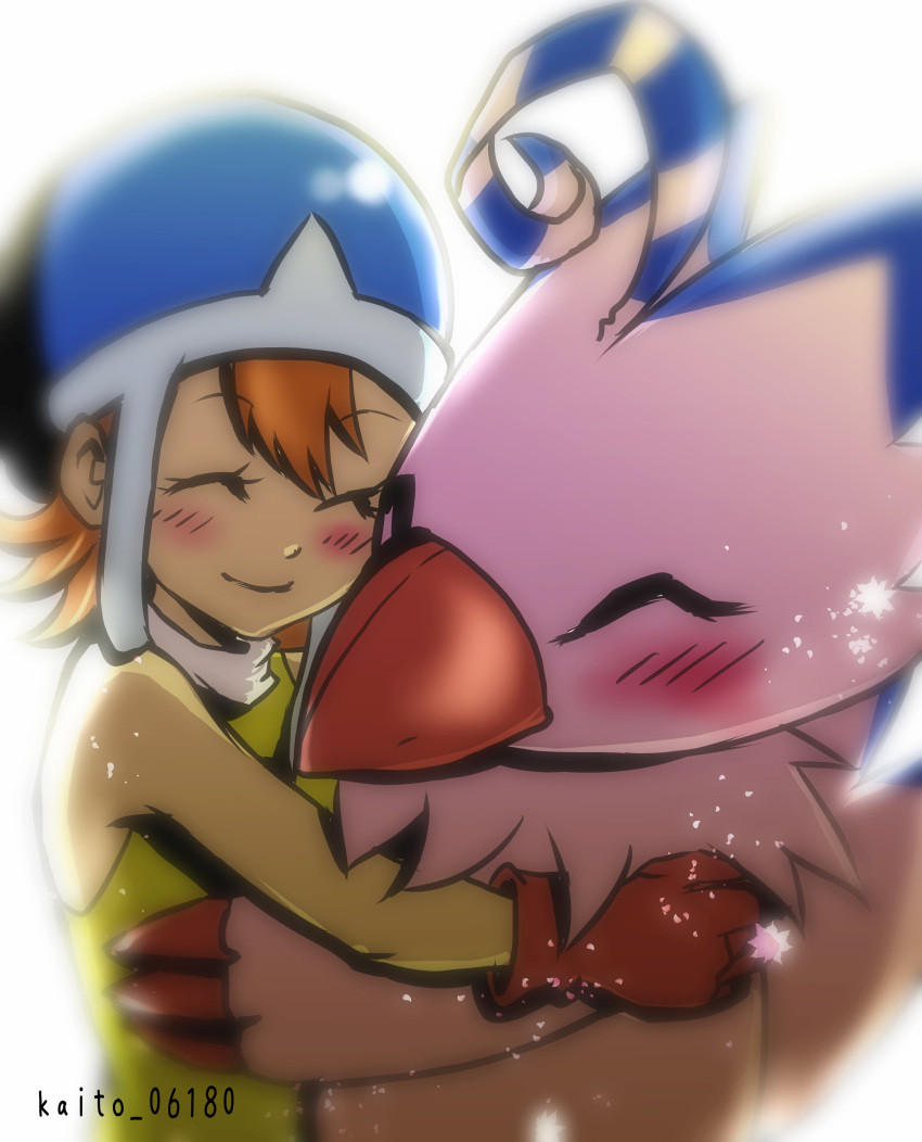 1girl, absurdres, artist_request, bird, commentary_request, digimon, digimon_adventure, gloves