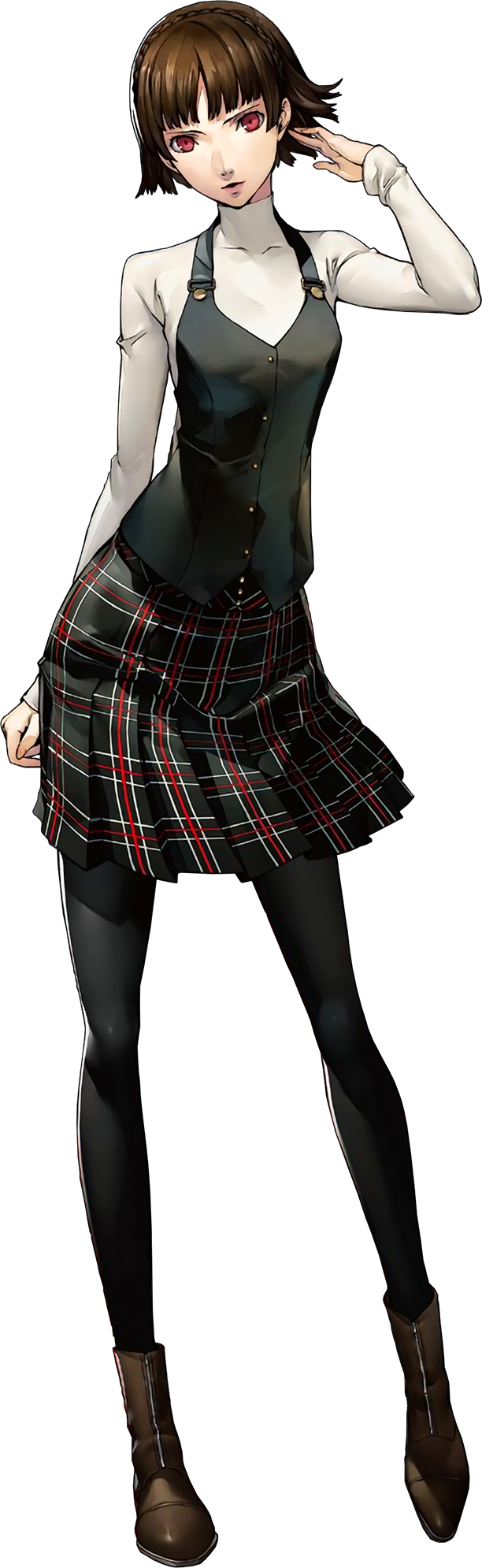 1girl, brown_hair, highres, niishima_makoto, official_art, pantyhose, persona, persona_5