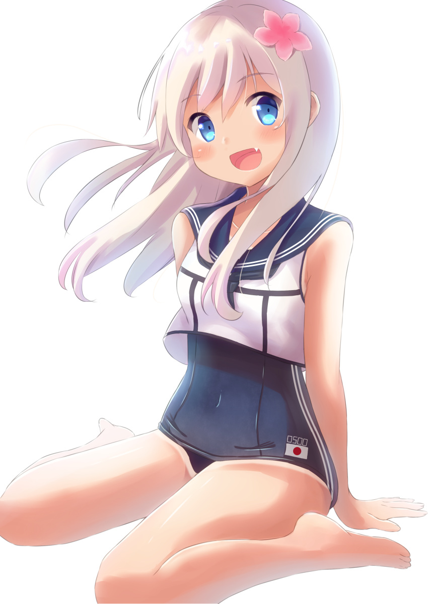 1girl, absurdres, blonde_hair, blue_eyes, flower, hair_flower, hair_ornament, highres