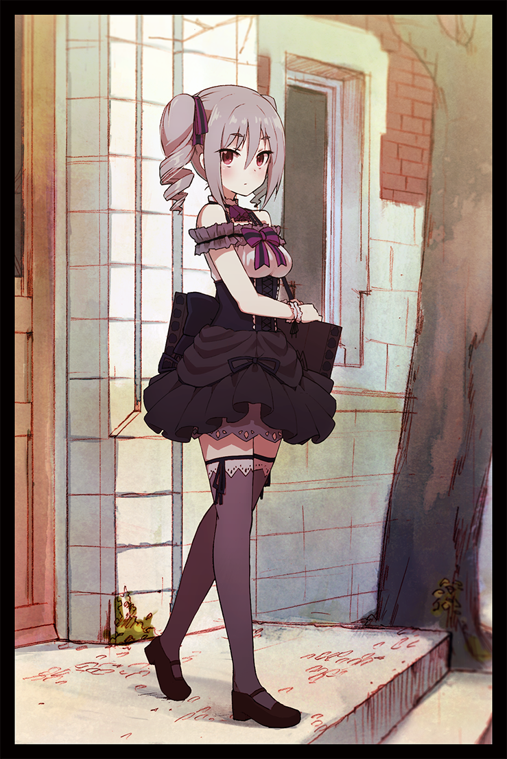 1girl, bow, drill_hair, idolmaster, idolmaster_cinderella_girls, kanzaki_ranko, long_hair, red_eyes