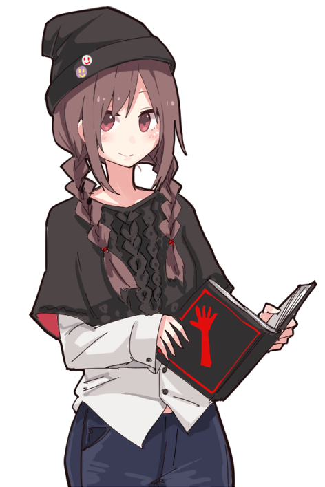 1girl, alternate_costume, alternate_hair_length, alternate_hairstyle, bangs, blush, book, braid