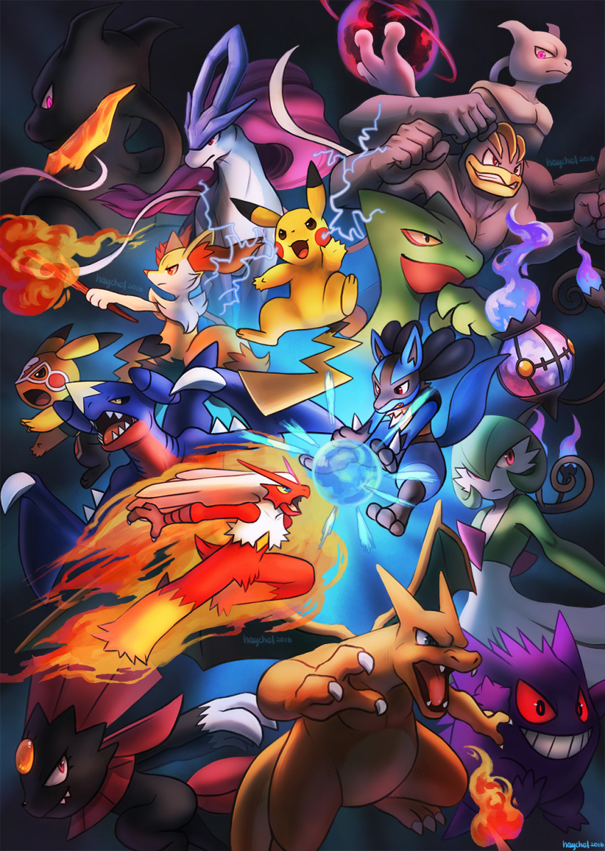blaziken, braixen, chandelure, charizard, everyone, garchomp, gardevoir, gengar