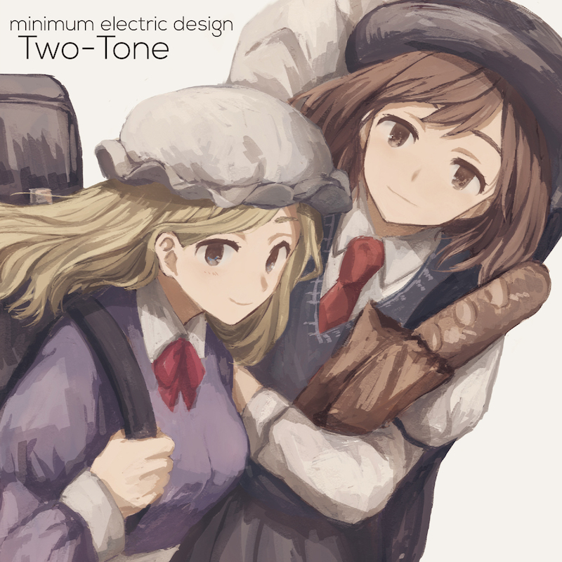 album_cover, backpack, bag, black_hat, blonde_hair, blue_eyes, brown_eyes, brown_hair