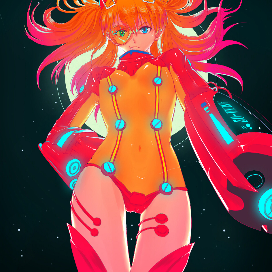bodysuit, bracer, evangelion:_2.0_you_can_(not)_advance, hairpods, neon_genesis_evangelion, number, orange_hair, pilot_suit