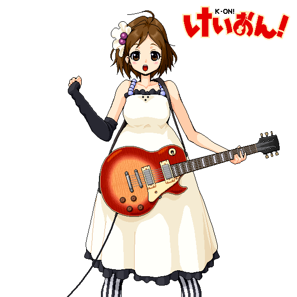 don't_say_lazy, guitar, hirasawa_yui, instrument, k-on!, les_paul, pantyhose, pixel_art