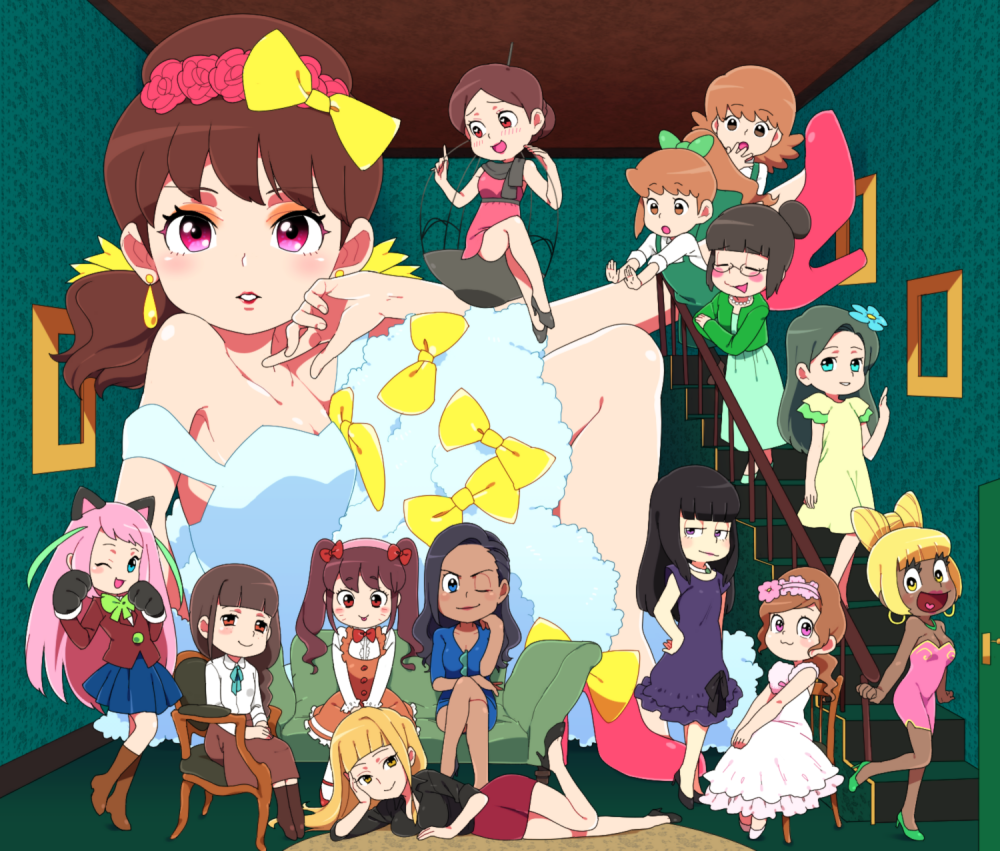 6+girls, :3, :d, :o, ;), aida_(osomatsu-san), alternate_costume, animal_ears