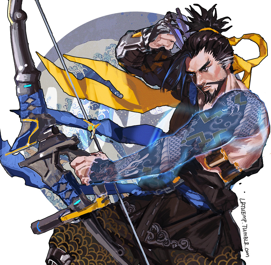 1boy, arrow, bandolier, bow_(weapon), brown_eyes, brown_hair, freer, hair_tie