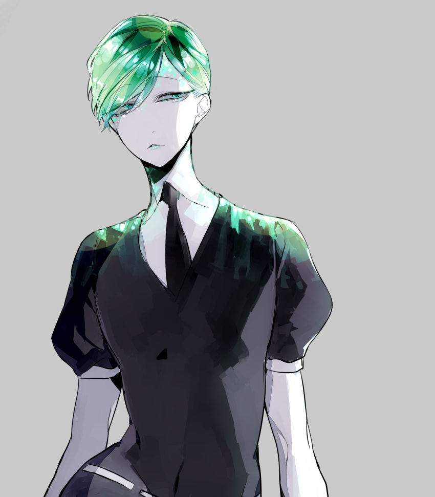 1boy, alternate_costume, alternate_eye_color, alternate_hair_color, aqua_eyes, aqua_hair, aqua_lips, arms_at_sides