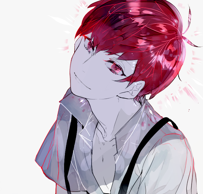 1boy, alternate_costume, alternate_eye_color, alternate_hair_color, bangs, closed_mouth, collarbone, collared_shirt