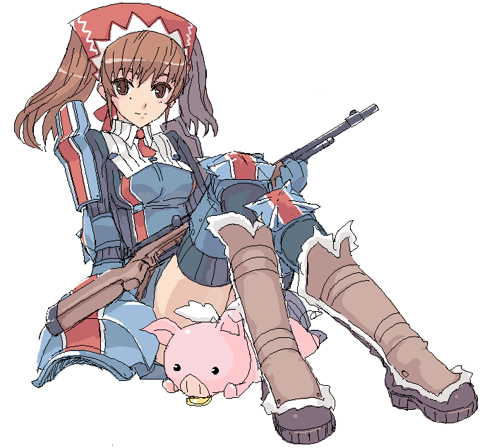 bandana, brown_eyes, brown_hair, gun, hans, military, military_uniform, oekaki