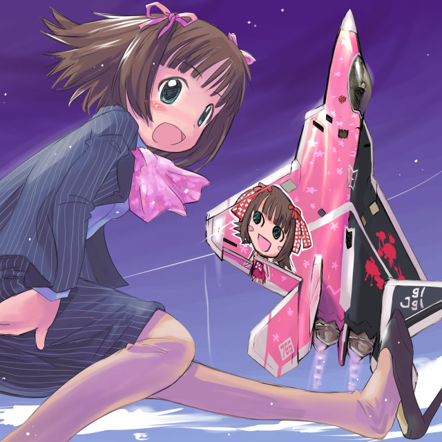 airplane, amami_haruka, company_connection, cute_&amp;_girly_(idolmaster), f-22, idolmaster, itasha, jet