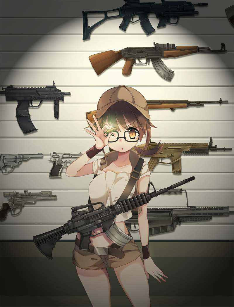 >;o, 1girl, adcd, ag36, ak-47, anti-materiel_rifle, assault_rifle, barrett_m82