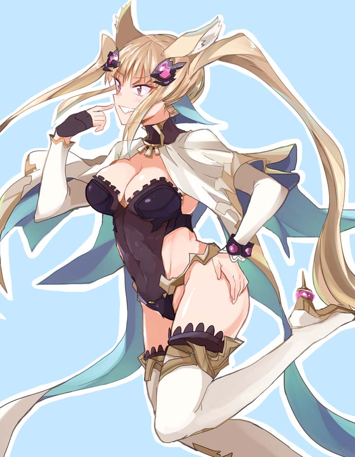 animal_ears, boots, bracelet, breasts, capelet, fingerless_gloves, gloves, granblue_fantasy