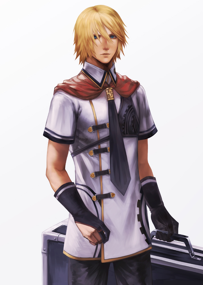 1boy, alternate_costume, blonde_hair, blue_eyes, cape, final_fantasy, final_fantasy_type-0, gloves