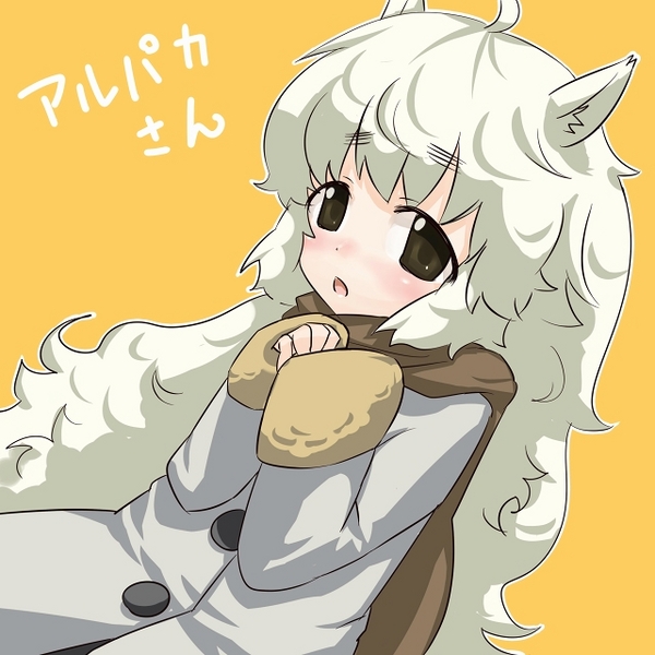 ahoge, alpaca-san, animal_ears, blush, coat, eyebrows, kurukuru@fundoshi, long_hair
