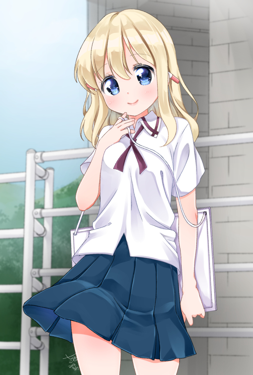 1girl, aislinn_wishart, blonde_hair, blue_eyes, chiru, highres, saki, school_uniform