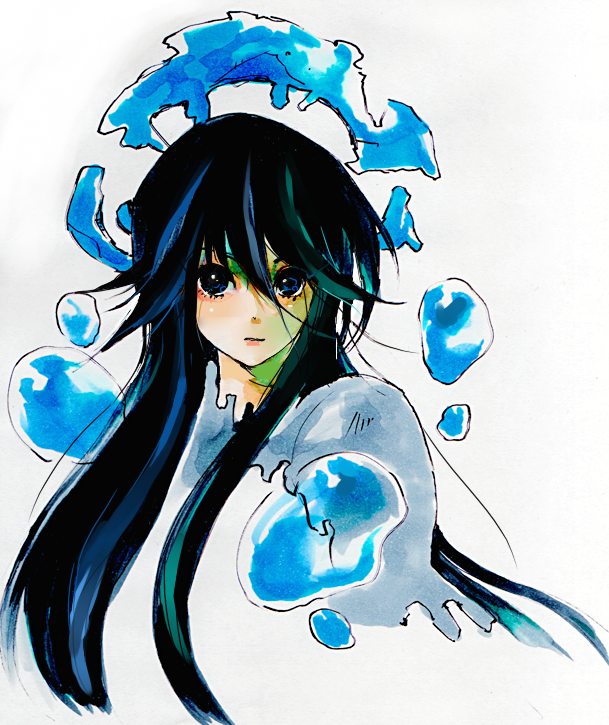 blue_eyes, houshin_engi, kirihara, long_hair, ryuukitsu_koushu, solo, water