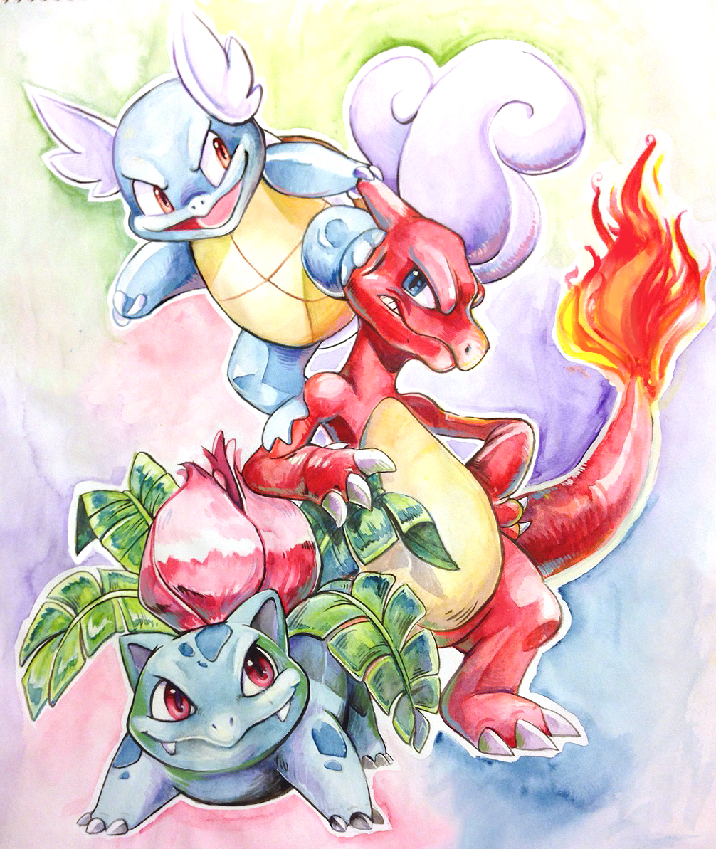 blue_eyes, charmeleon, claws, clenched_teeth, evolution, fangs, fire, full_body