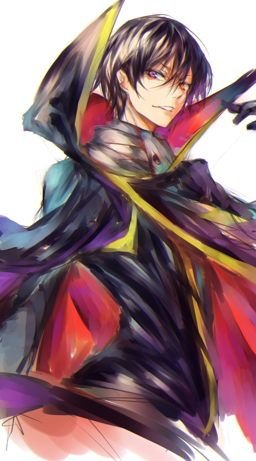 1boy, black_gloves, black_hair, code_geass, gloves, highres, lelouch_lamperouge, looking_at_viewer