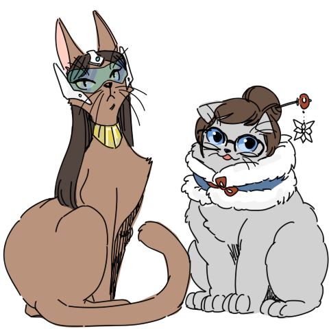 2girls, animal, animal_ears, animalization, blizzard_(company), brown_fur, brown_hair, cat