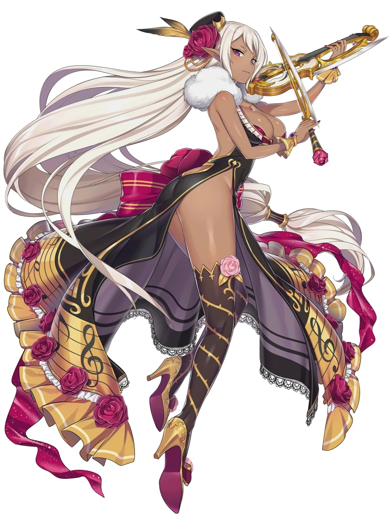 1girl, artist_request, breasts, character_request, cleavage, copyright_request, dark_skin, dress