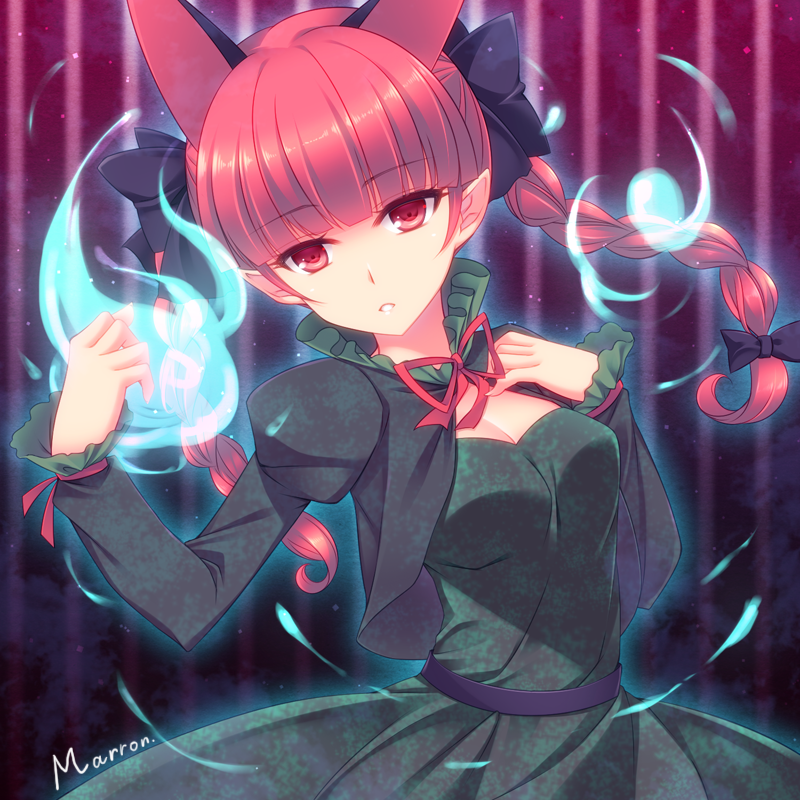 1girl, animal_ears, artist_name, bangs, black_bow, blunt_bangs, bow, braid