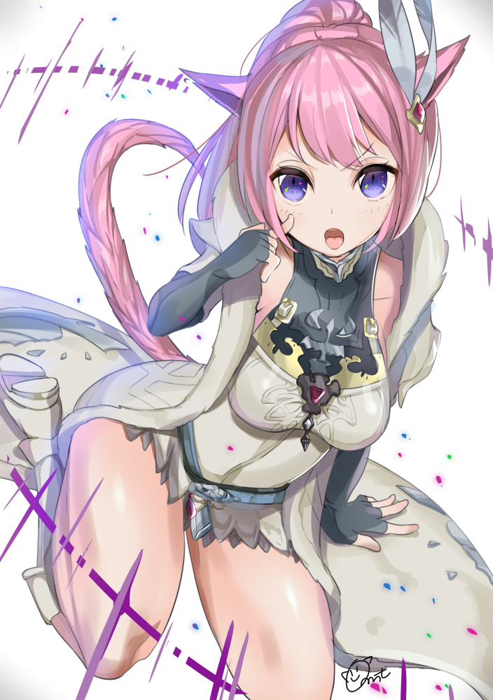 1girl, 6_(roku), akanbe, animal_ears, bangs, black_gloves, blue_eyes, blush